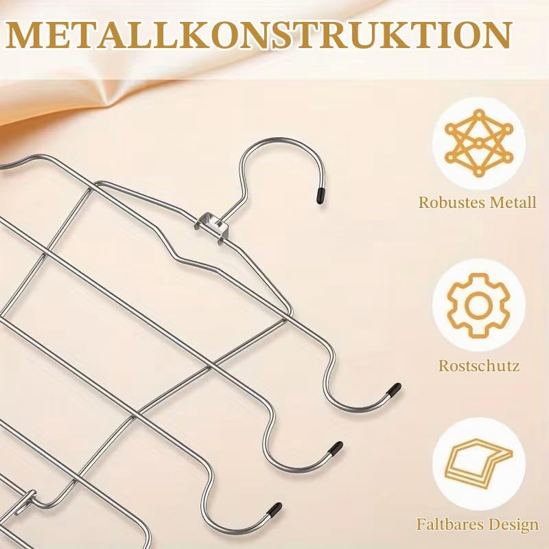 2 Stück Folding Platzsparende Kleiderbügel, 8 Etagen BH Aufbewahrung Metall Edelstahl Büge, rutschfe