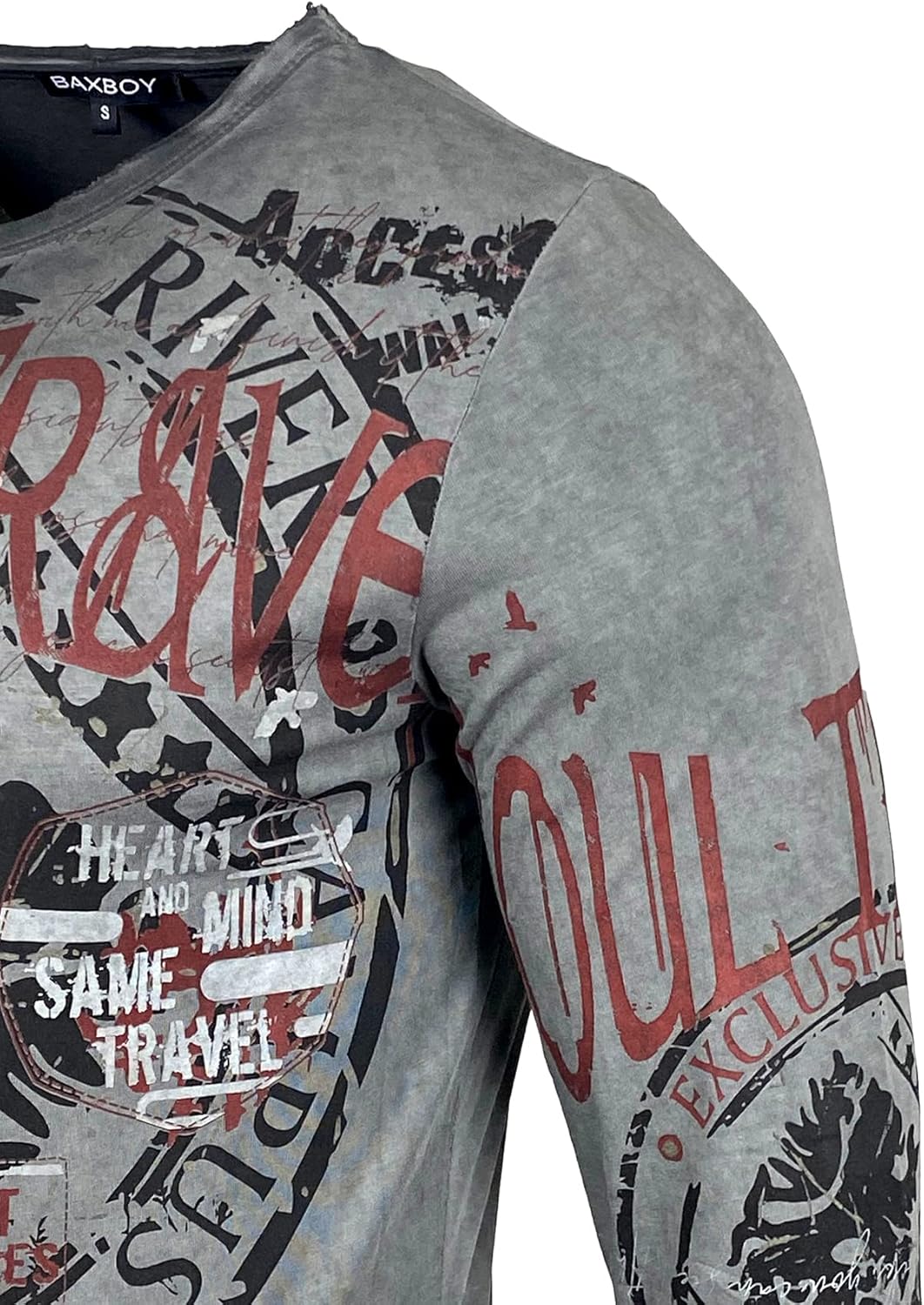 Baxboy Herren Longsleeve T-Shirt Moderner Männer Langarmshirt Langarm Sweatshirt 704 S Anthrazit, S