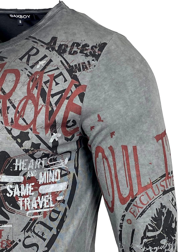 Baxboy Herren Longsleeve T-Shirt Moderner Männer Langarmshirt Langarm Sweatshirt 704 S Anthrazit, S