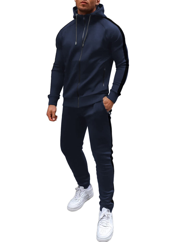 COOFANDY Trainingsanzug Herren Jogginganzug Tracksuit Sportanzug Jogginghose mit Hoodie Kapuze Set L