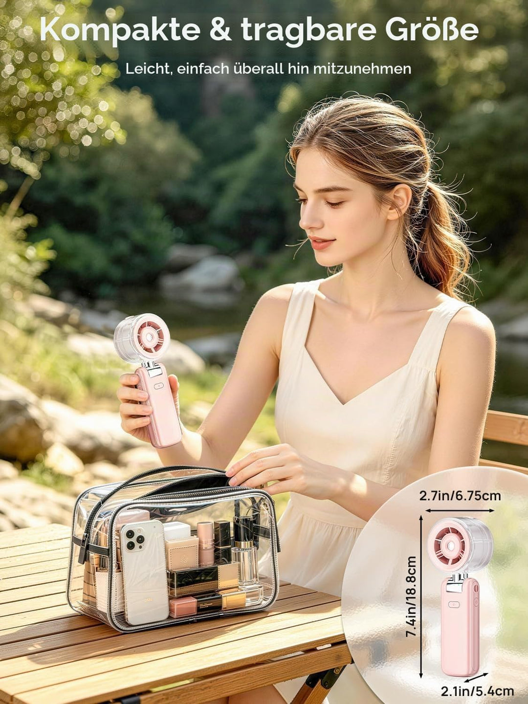 Handventilator mit Sprühnebel,4000mAh Tragbarer Turbo Ventilator | Kühlnebel Spray, Wiederaufladbare