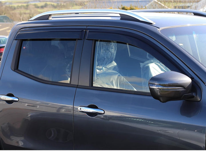 JHCHAN Windabweiser Regenabweiser für Nissan Navara NP300 D23 2015-2022 Doppelkabine Rauch Schwarz R