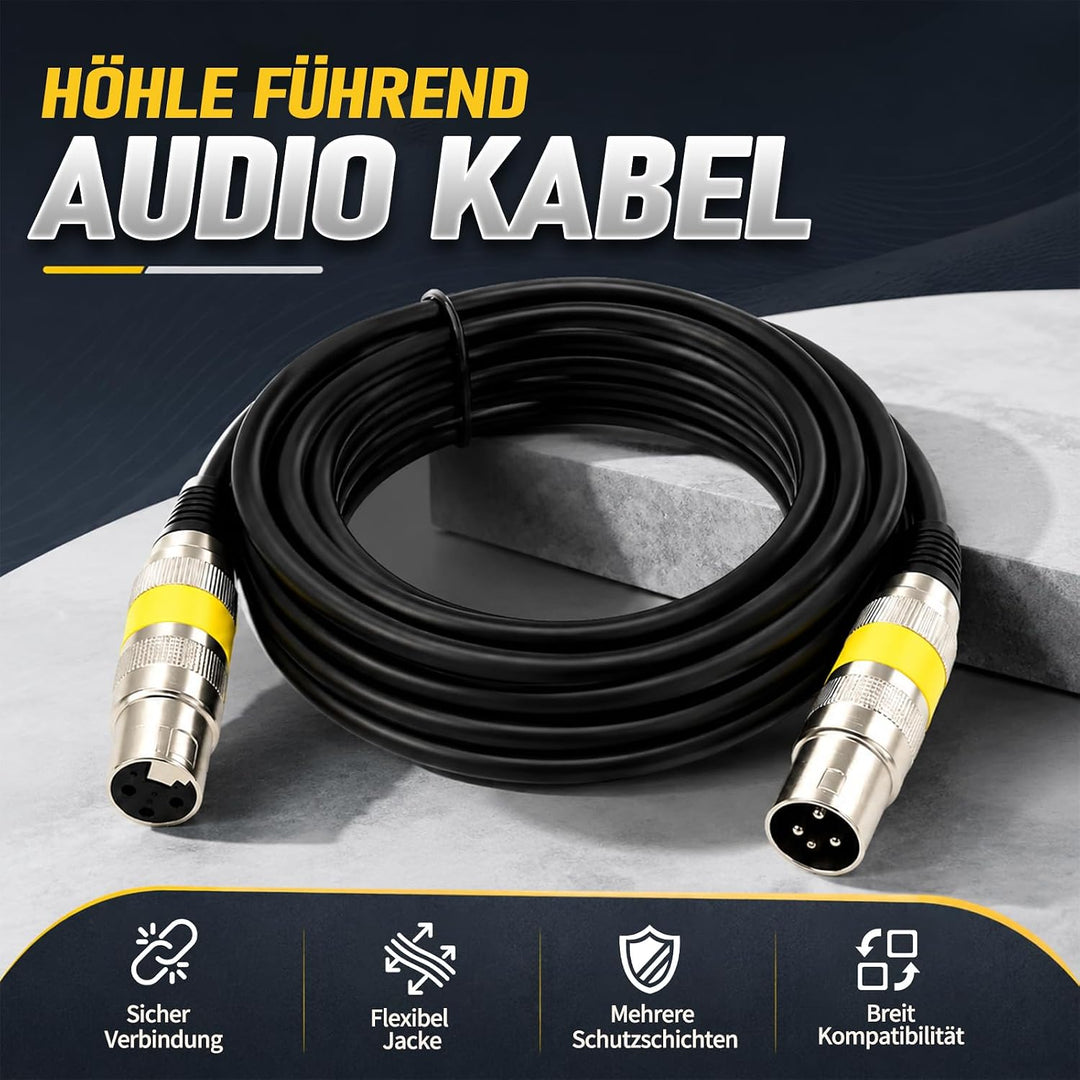 DMX Kabel, Mikrofonkabel 4er-Pack 3M XLR Männlich zu Weiblich Symmetrisch Abgeschirmt für Studioaufn