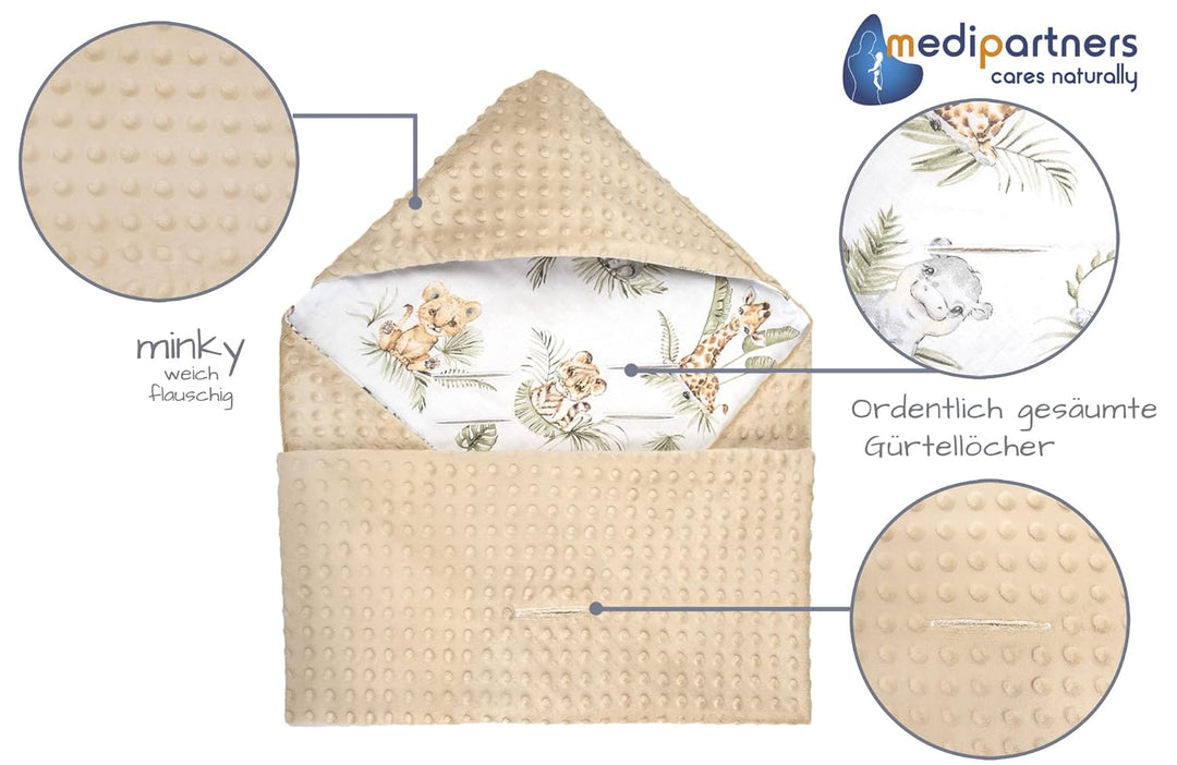 Medi Partners Einschlagdecke Baby Babyschale 100% Baumwolle für Sommer 85x85cm Kinderwagen Kuschelde