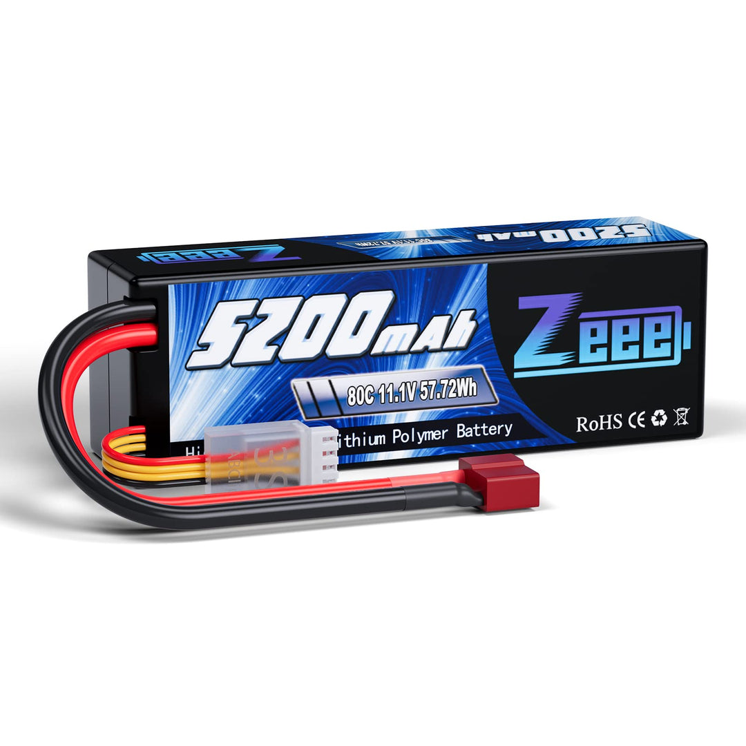 Zeee 3S LiPo Akku 11,1V 80C 5200mAh Hardcase Batterie mit T Stecker für RC Auto, RC Flugzeug, RC Hub
