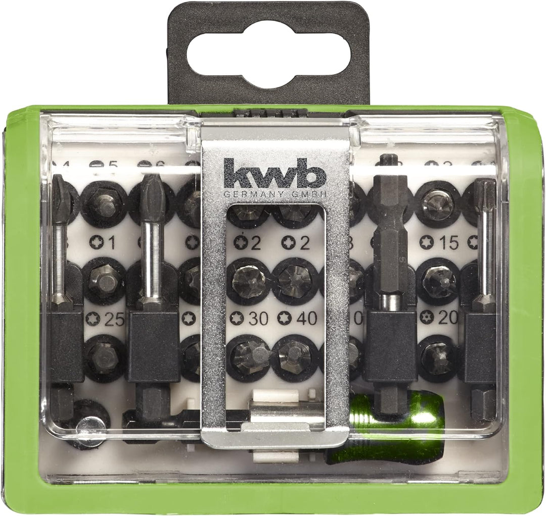 kwb Extreme Force Bit-Box – 28-tlg. inkl. schlagfeste Bits, Bit-Halter und 44652 Zoll Steckschlüssel