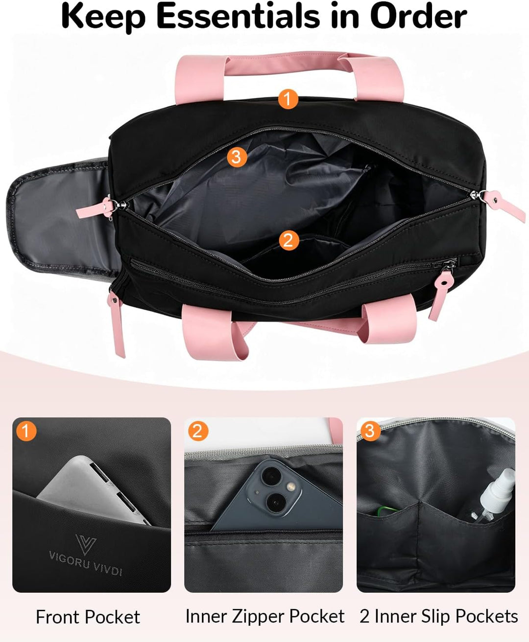 15L Sporttasche Damen, Klein Reisetasche mit Schuhfach &amp; Nassfach, Balletttasche Mädchen für Fitness