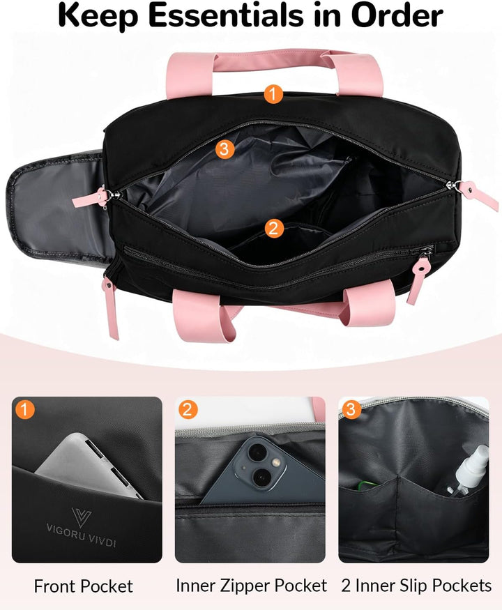 15L Sporttasche Damen, Klein Reisetasche mit Schuhfach &amp; Nassfach, Balletttasche Mädchen für Fitness