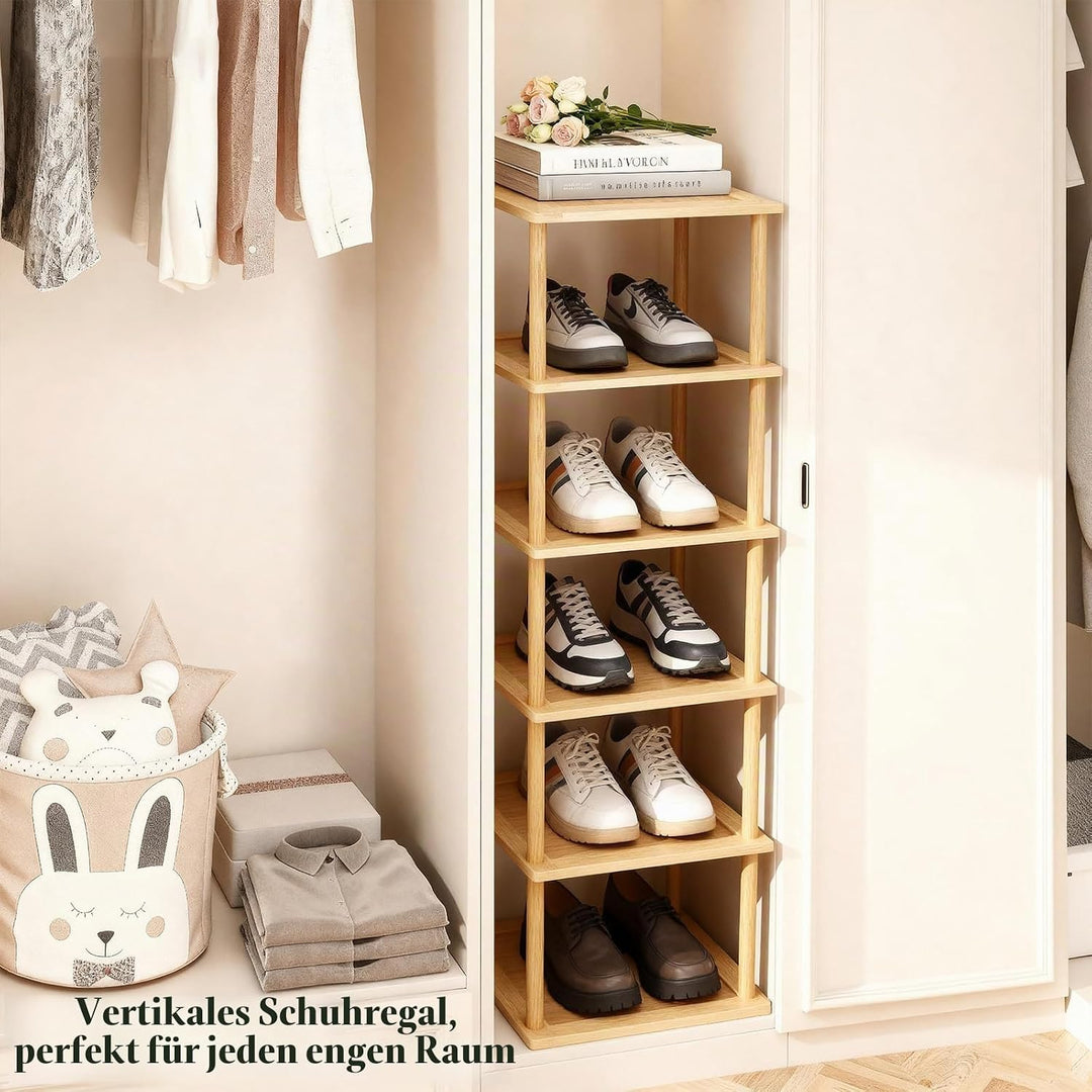 Aniston Vertikales kleines Schuhregal mit 6 Ebenen, freistehend schmal Schuhregal Organizer für Gara