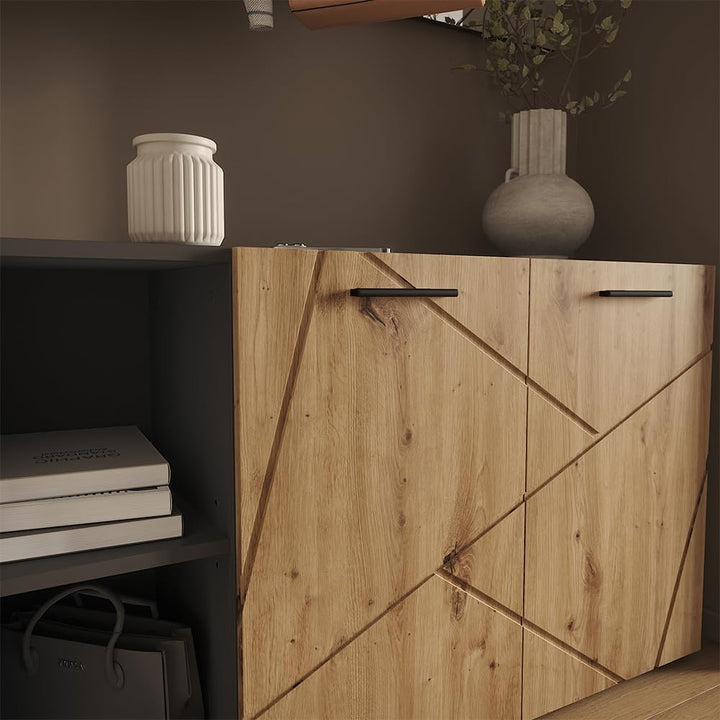 Vicco Schuhschrank Irma, Anthrazit/Artisan, 106 x 63 cm | mit 2 Türen, zur Aufbewahrung und Organisa