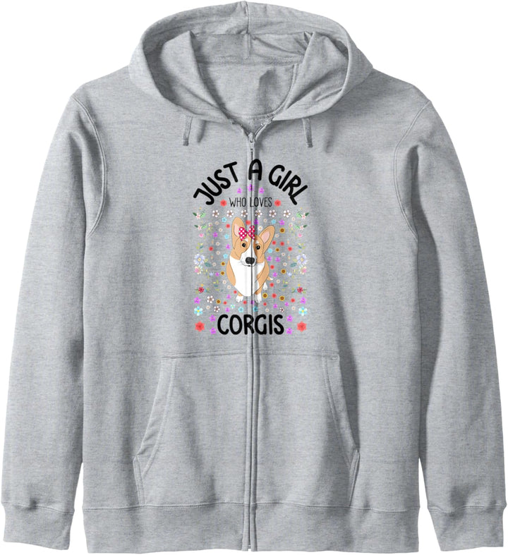 Funny Floral Corgy Lover Gift Just a Girl Who Loves Corgis Kapuzenjacke