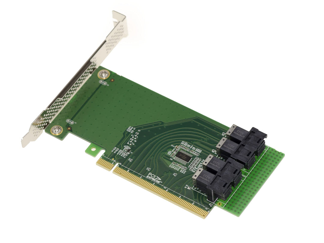 KALEA-INFORMATIQUE PCI Express 16x Riser-Karte für 4 U.2 NVMe SSDs oder 4 PCIe x4 Ports mit SFF-8643
