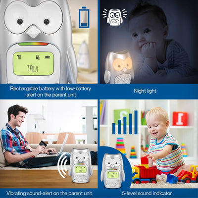 VTech BM2300 Hibou Family Babyphone, Eule, Grau