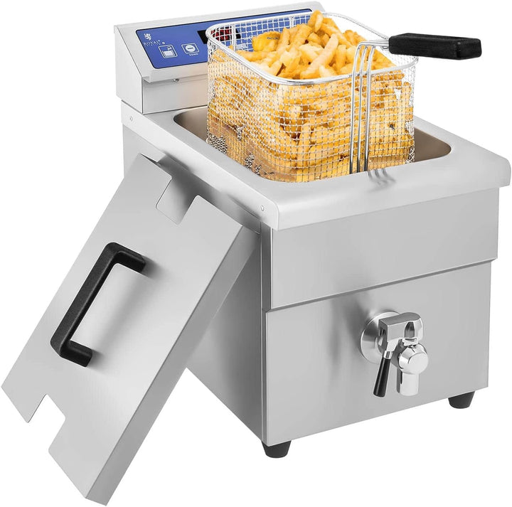 Royal Catering Horeca Induktions-Fritteuse 10 l, 3.500 W, 60-200 °C, mit Ablassventil und Timer