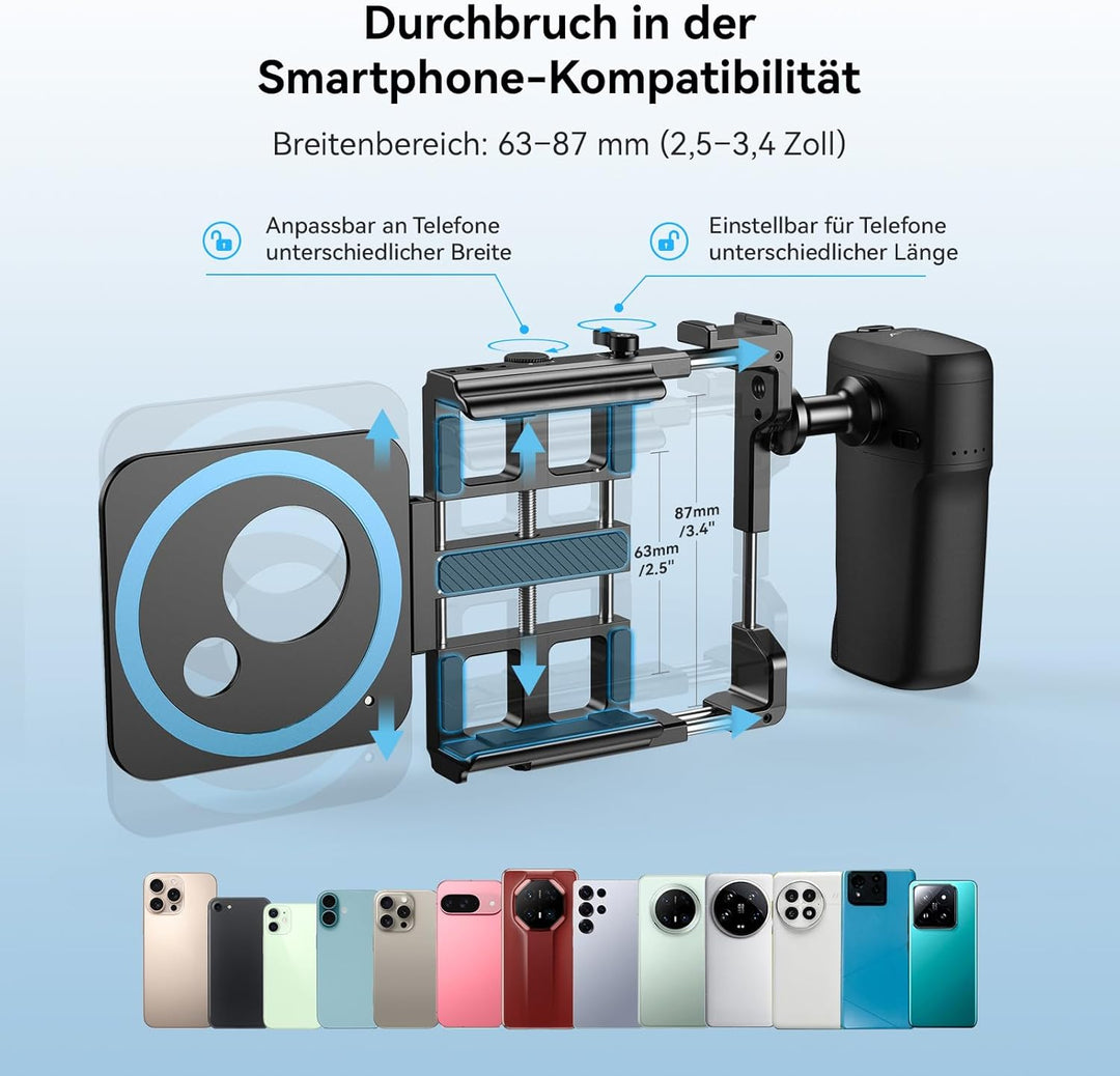 APEXEL iPhone Rig Kit, Smartphone Video Rig mit magnetischem Bluetooth, 2500 mAh-Griff-Ladehülle, 67