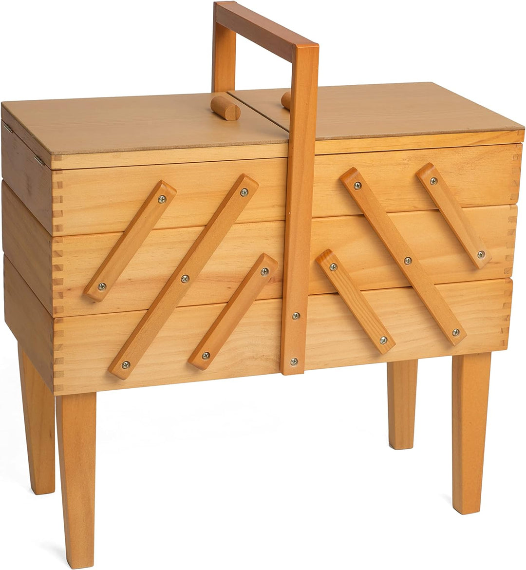 Hobby Gift GB8550 Wooden Workbox Holz Cantilever Sewing Hobby Craft Aufbewahrungsbox, 3 Ebenen mit B