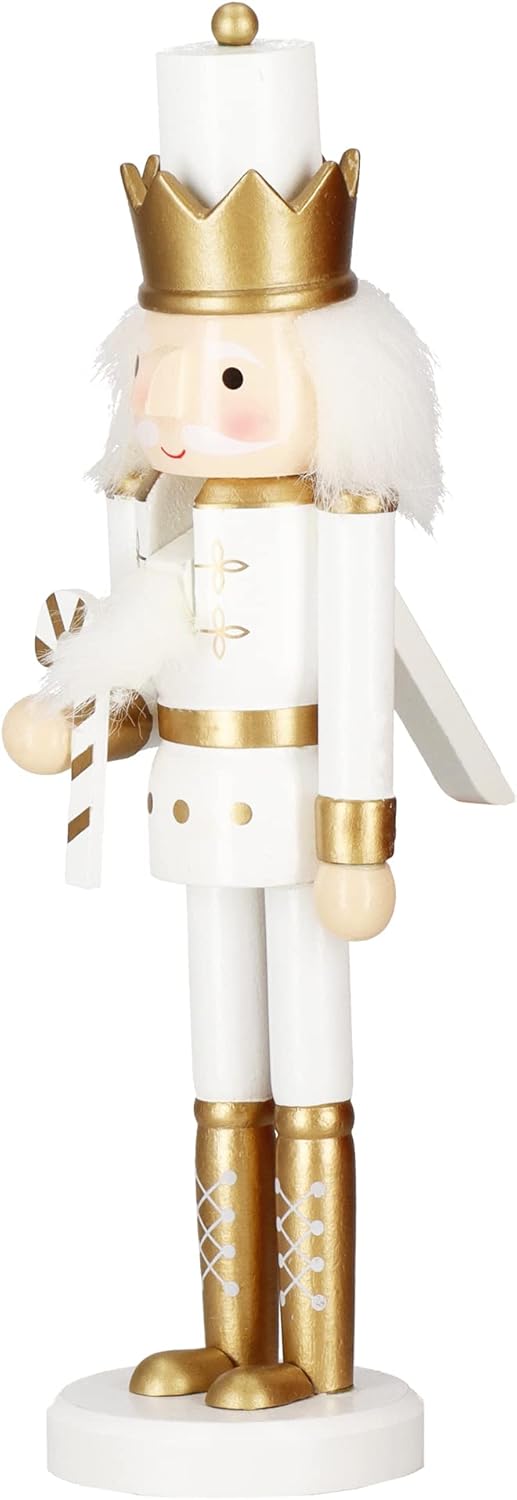 SPRINGOS Dekofigur Nussknacker Figur aus Holz König mit Krone 30,5 cm Weihnachtsdekoration Holzfigur