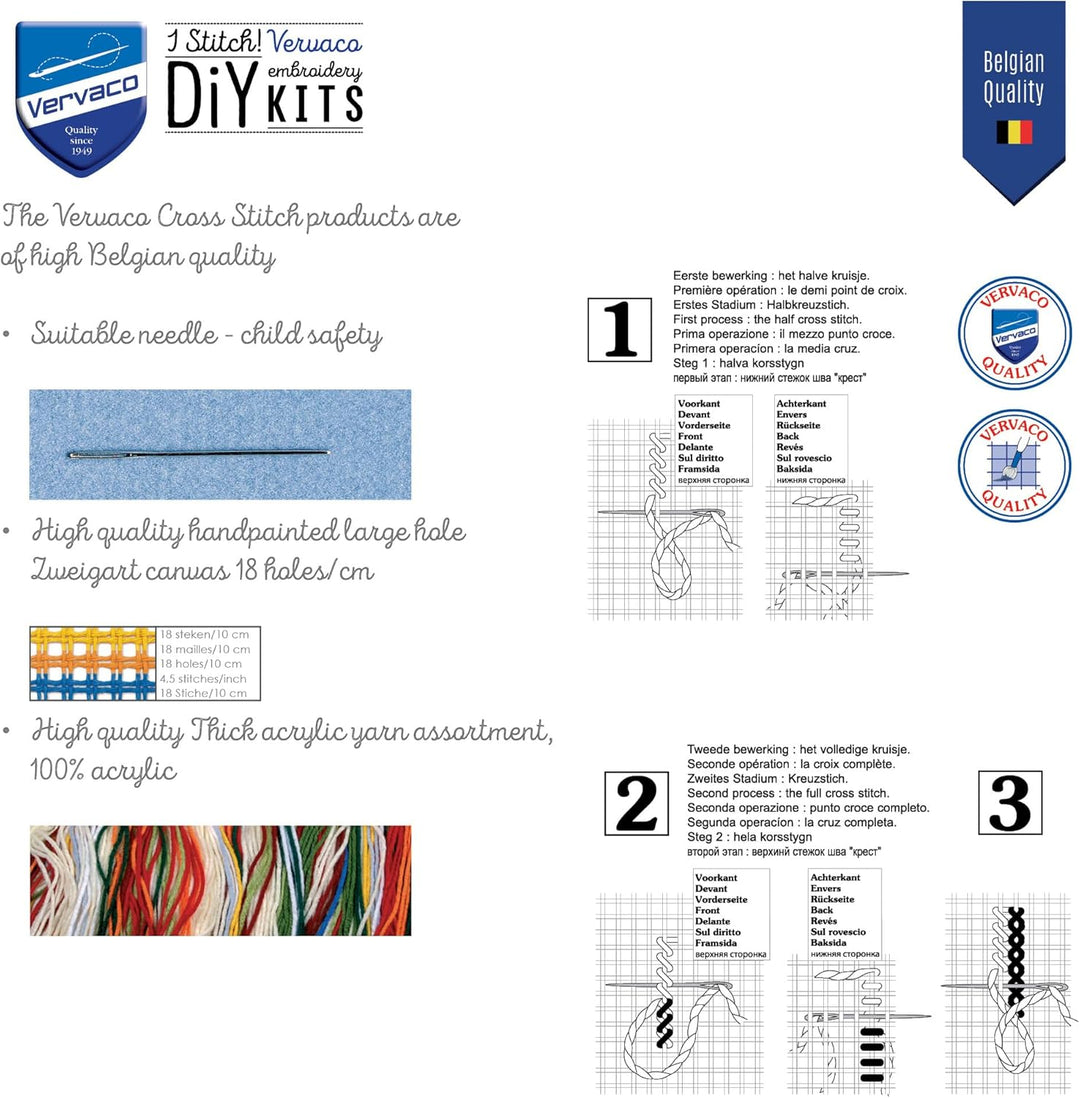 Vervaco Kissen-Set Kreuzstichkissen/Stickkissen inklusive Material, Stoff, Mehrfarbig, One Size