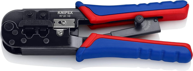 Knipex Crimpzange für Westernstecker brüniert, mit Mehrkomponenten-Hüllen 190 mm 97 51 10 Single, Si