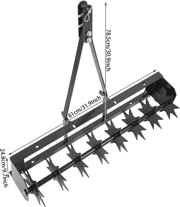Aerifizierer Rasenbelüfter zum Anhängen, 8 Sterndorne, Eisen | 5cm Eindringtiefe, 45kg Zusatzgewicht