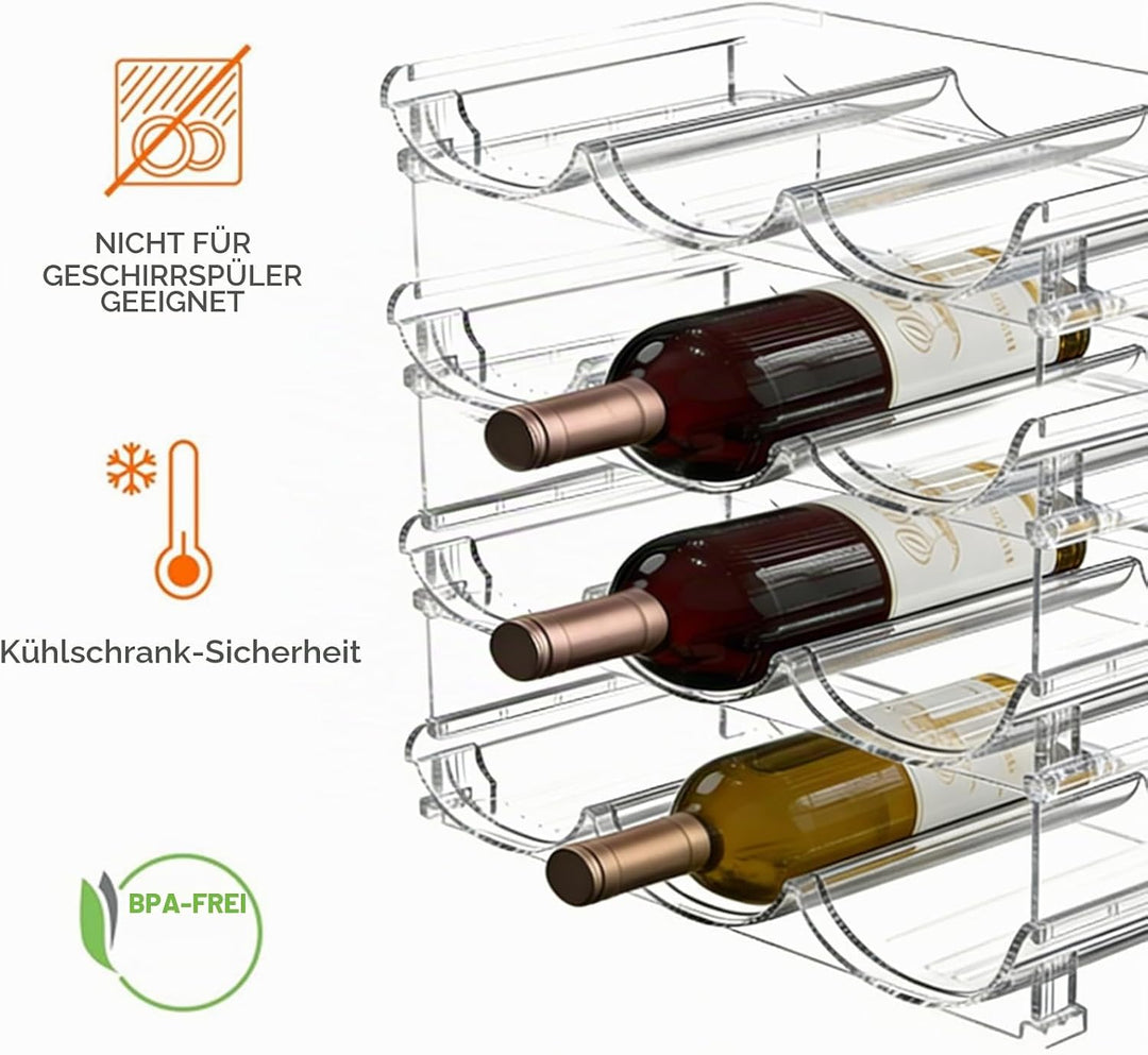 Flaschen Organizer mit 4 Ebenen, Flaschenregal für 12 Flaschen, Rutschfest Transparenter Flaschenhal