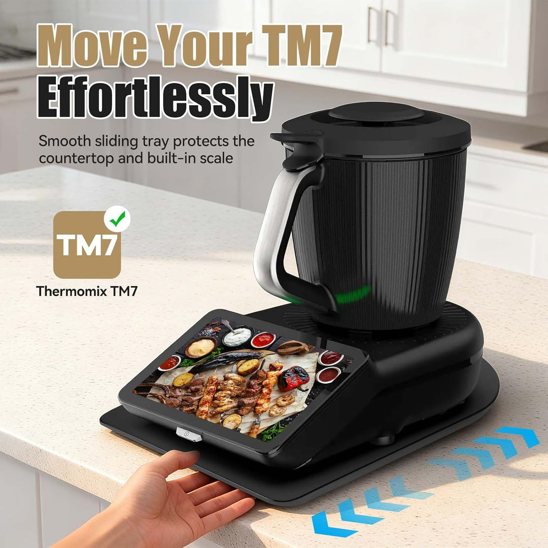 Gleitbrett für Thermomix TM7, Brett für Thermomix mit Rollen & Gummifüssen, Leicht zu Bewegen, Schüt