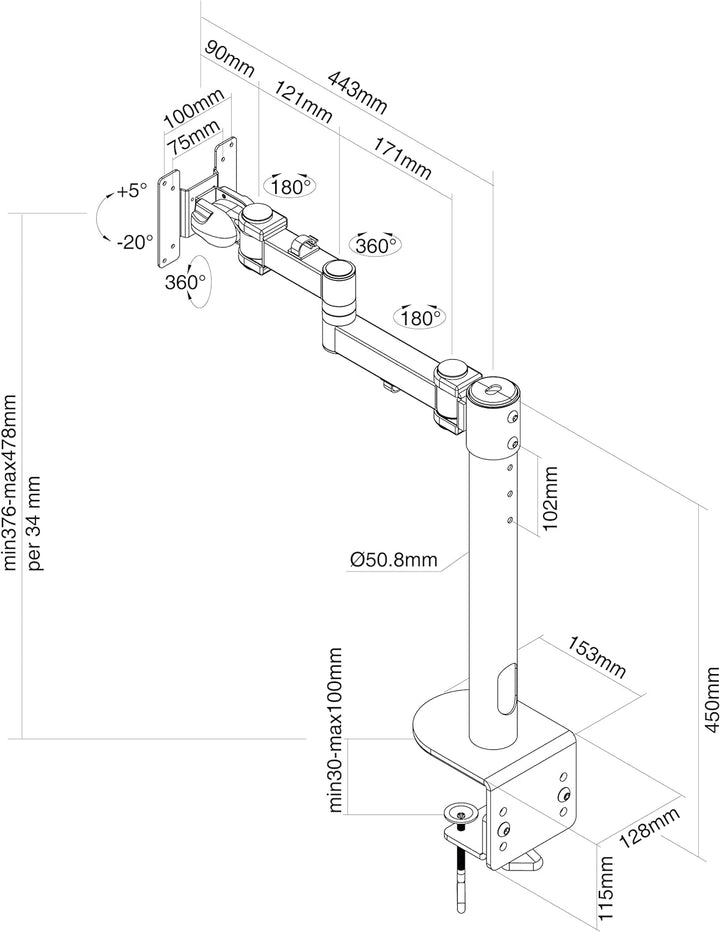Neomounts by Newstar TIS 10"-49" 1TFT 4Gelenke Max.20KG FPMA-D960BLACKPLUS