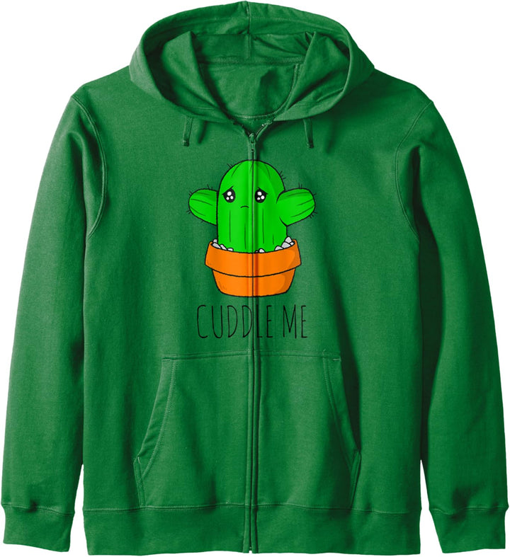 Lustiger süsser Kaktusspruch "cuddle me hug me humor" Kapuzenjacke