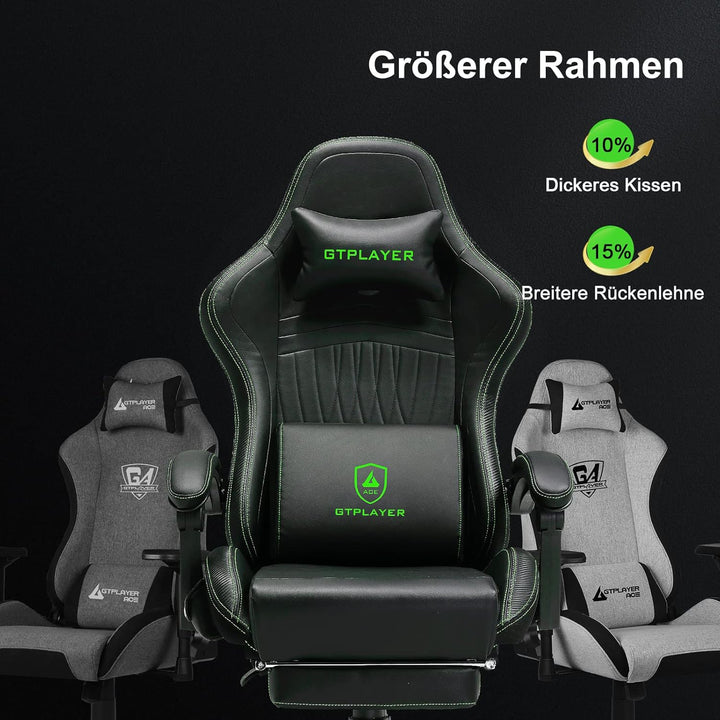 GTPLAYER Gaming Stuhl, Ergonomischer Gaming Sessel Schreibtischstuhl PC Gamer Racing Stuhl mit Fusss