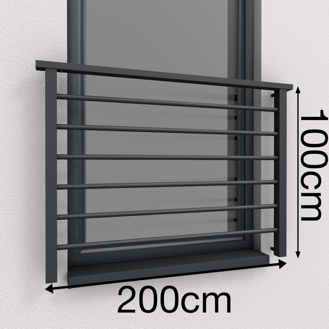 Alu Light Französischer Balkon Aluminium Stabgeländer Balkongitter Fenstergitter Anthrazit RAL 7016