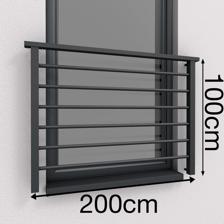 Alu Light Französischer Balkon Aluminium Stabgeländer Balkongitter Fenstergitter Anthrazit RAL 7016