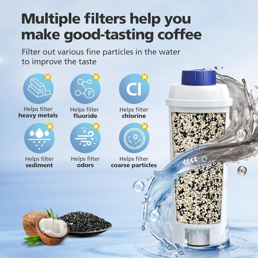 DLSC002 Water Filter for DeLonghi Coffee Machine, Water Filter Replacement Compatible with De'Longhi