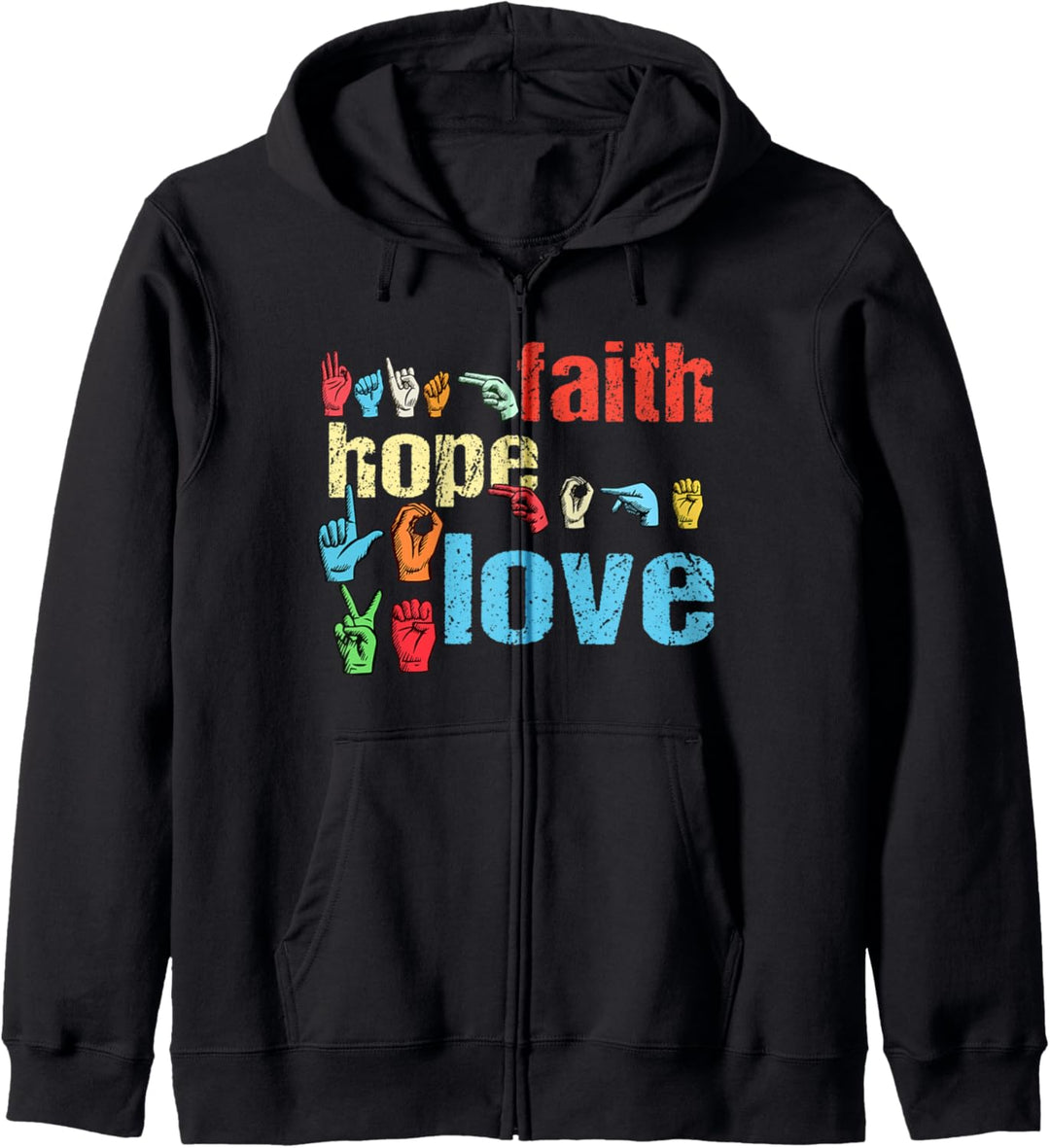 ASL Faith Hope Love American Sign Language Christian Easter Kapuzenjacke