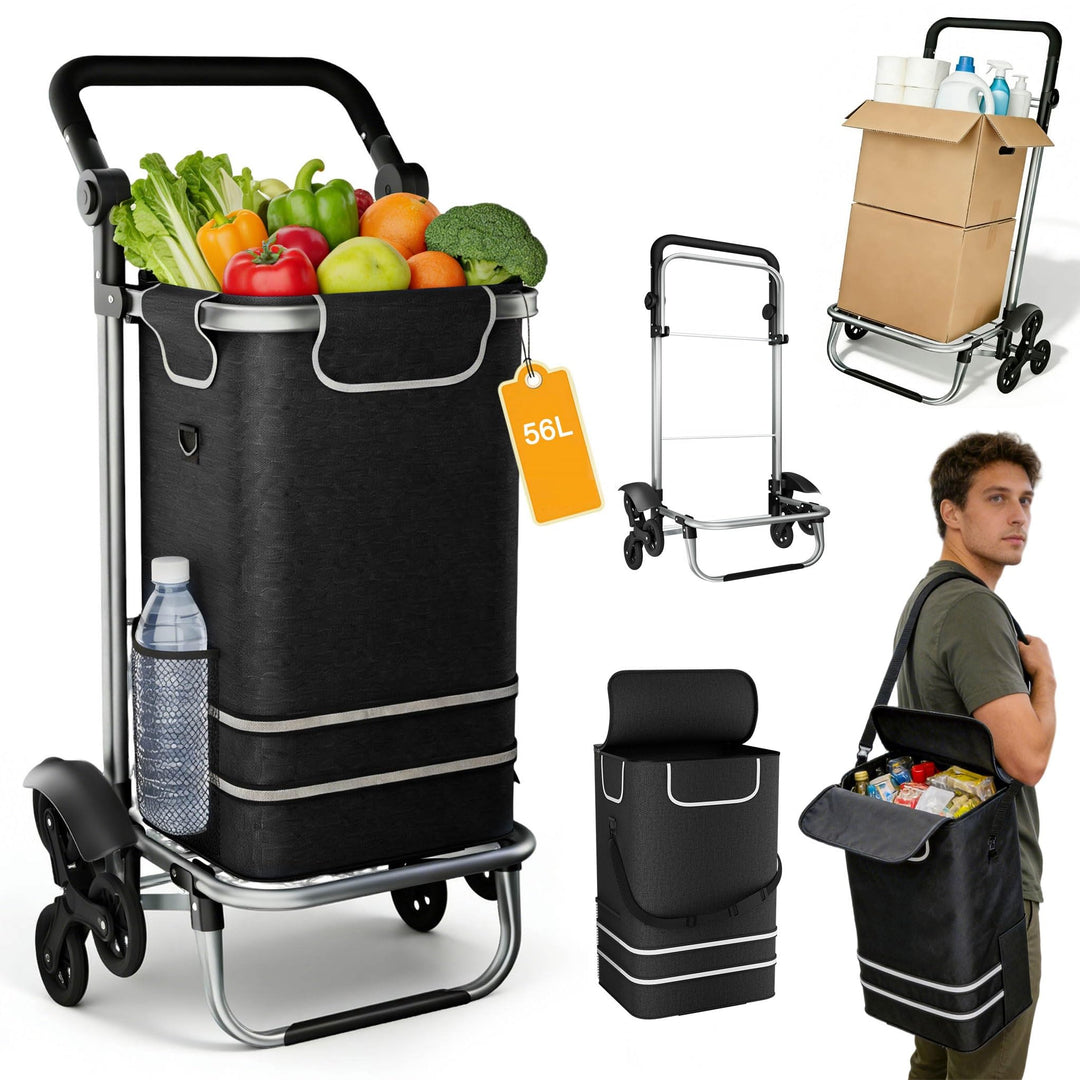 UISEBRT 3in1 Einkaufstrolley klappbar mit 56L gross Volumen,Multifunktionaler Einkaufsroller mit Küh