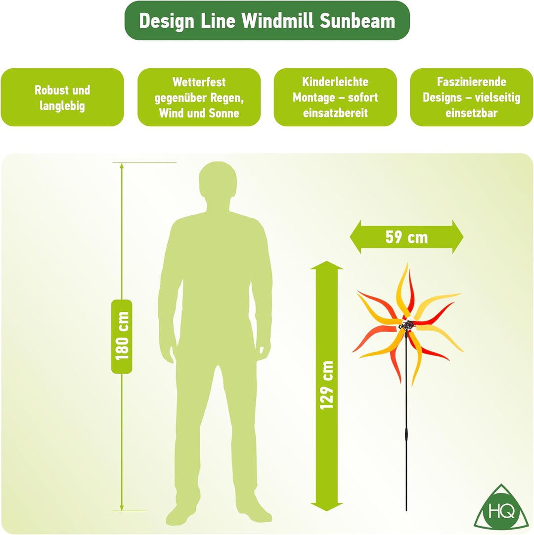 HQ Design Windspiration - Windmill, UV-beständige und wetterfeste Windspiel Deko für Garten, Terrass
