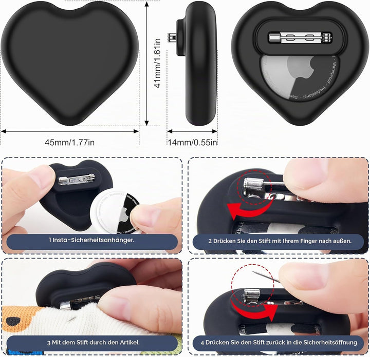 DDJ AirTag Kinder-Schutzhülle, 4er-Pack für Apple AirTag Tracker-Halter mit unsichtbarem Pin, Anti-V