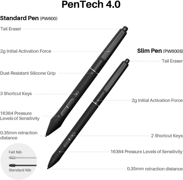 HUION Kamvas Pro 24 Gen 3 4K Touch Grafiktablett mit Display,PenTech 4.0, Dual 16384 Stiftdruckstift
