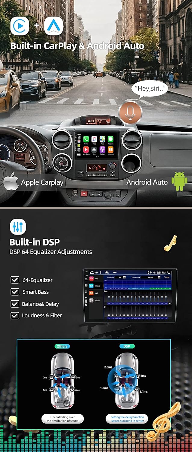 JOYX - 6G+128G - Android 15 IPS Autoradio Passt für Citroen Berlingo (2008-2019) - Kabellos CarPlay/