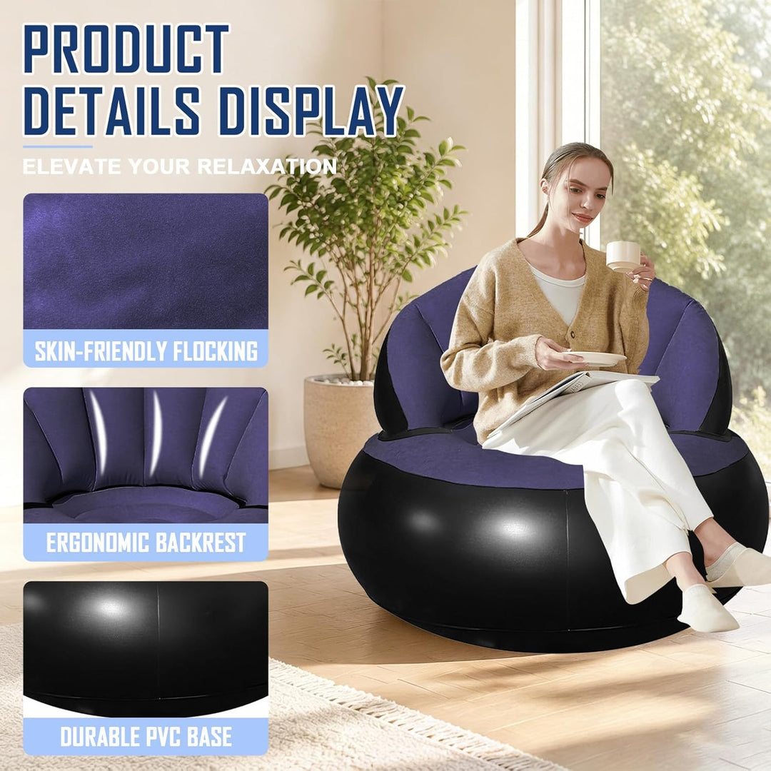 Aufblasbares Sofa, Wasserdichtes Aufblasbarer Sessel, Luftsofa mit Fusspumpe, Aufblasbare Couch mit