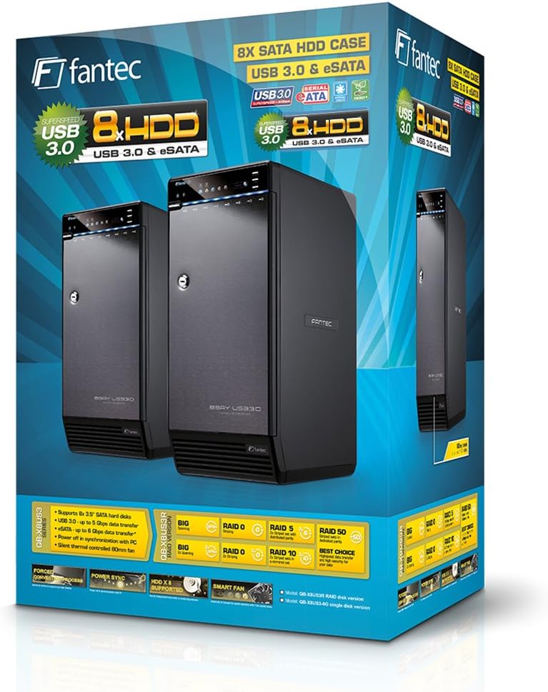 FANTEC Qb-X8US3R Externes 8-fach Raid Festplattengehäuse (für 8x 8, 89 cm (3, 5 Zoll) SATA Festplatt