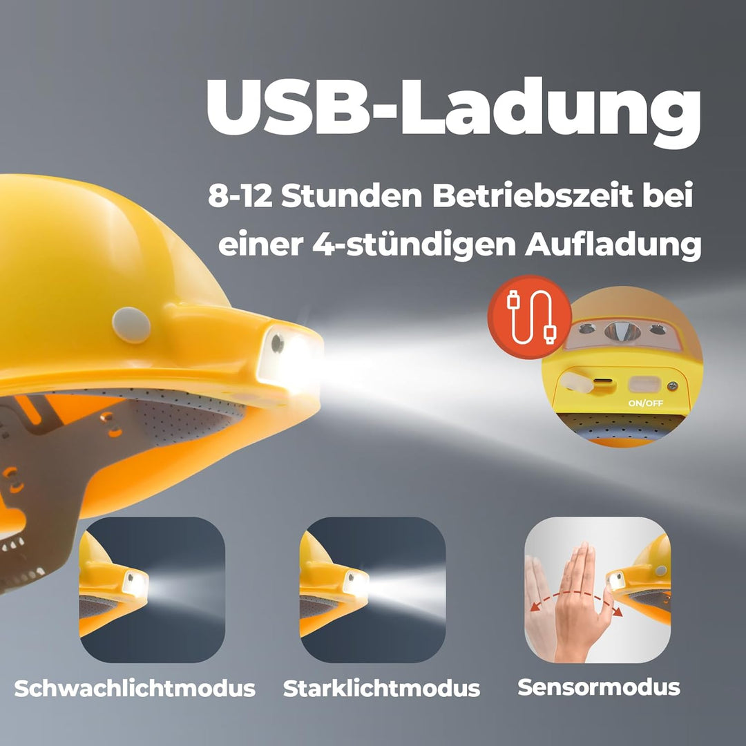 Bauhelm EN397, Mustbau Sicherheitsheilm, Arbeitshelm Schutzhelm für 53-65 cm Kopfumfang verstellbar,