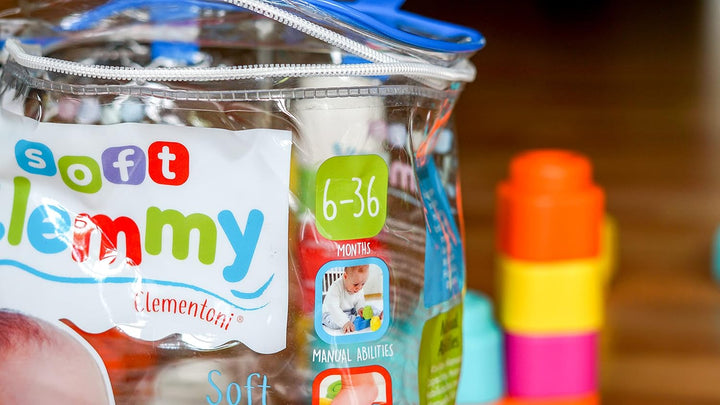 Clementoni Soft Clemmy Bausteine im Beutel (24 Stück) - Weiche Bausteine für Babys & Kleinkinder ab