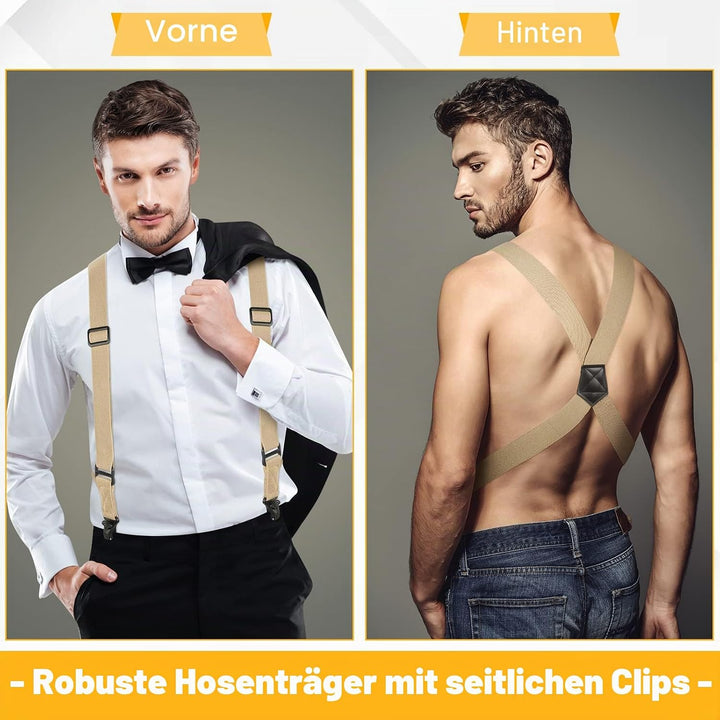 2 Stück Seitenclip, versteckte Hosenträger für Herren, Flughafenfreundliche Hosenträger verstellbar