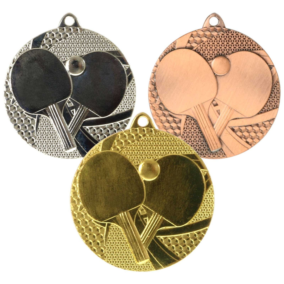 pokalspezialist 10 Stück Medaille Tischtennis Tischtennis-Medaillen rund 50mm, 3mm stark, Stahl Set
