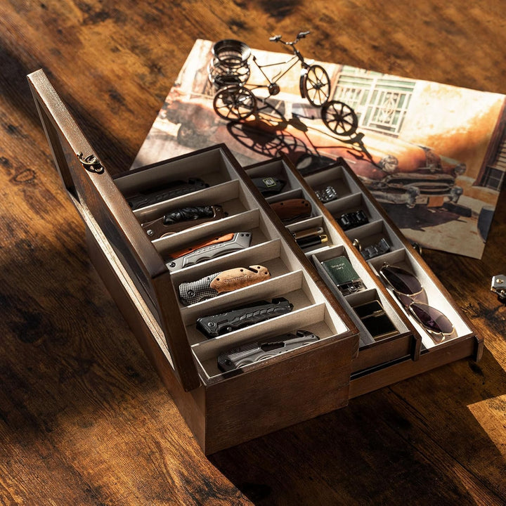 Messerhalter, 3-stöckige Messerständer, Messer-Vitrine für Messersammlungen mit transparentem Deckel