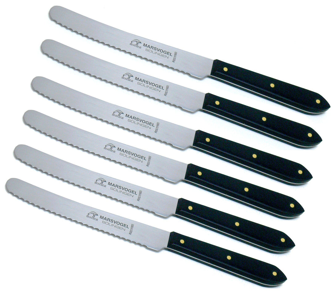 6 Stück Tafelmesser POM spitz Marsvogel Solingen Tischmesser Menümesser (6er Pack, Schwarz) 6er Pack