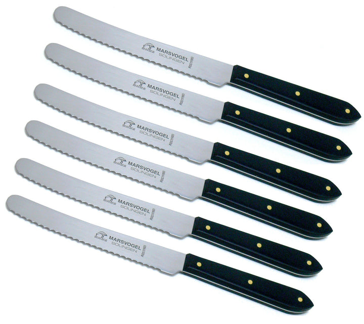 6 Stück Tafelmesser POM spitz Marsvogel Solingen Tischmesser Menümesser (6er Pack, Schwarz) 6er Pack