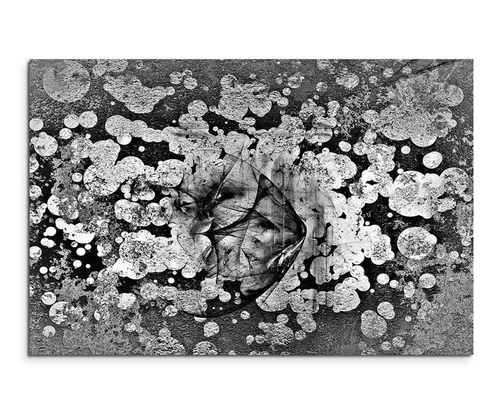 Sinus Art Abstrakt 1380-120x80cm SCHWARZ-Weiss Bilder - Wandbild Kunstdruck in XXL Format - Fertig A