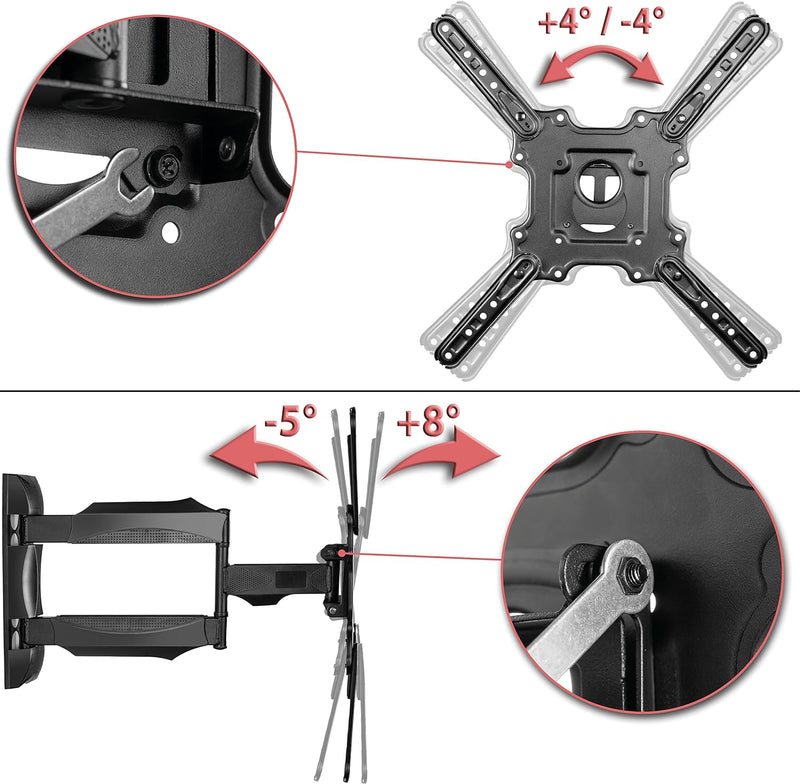 Poppstar TV Wandhalterung schwenkbar 32 Zoll - 55 Zoll für Flach- und Curved-Monitore bis 32kg (VESA