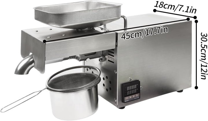 610W Ölpresse 104-464℉ Öl Pressmaschine Elektrische Ölmühle Sesamsamen Erdnüsse Kaltpresse Automatis
